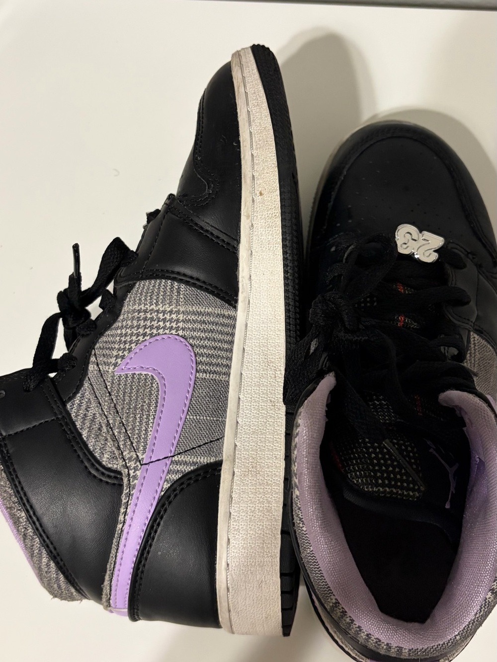 Nike Kids Black and Lavender High-Top Sneakers